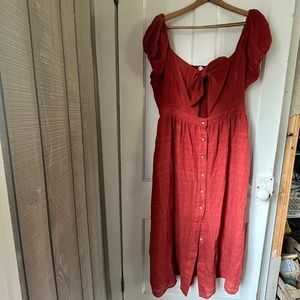 Abound Tie Front peek a boo peasant dress